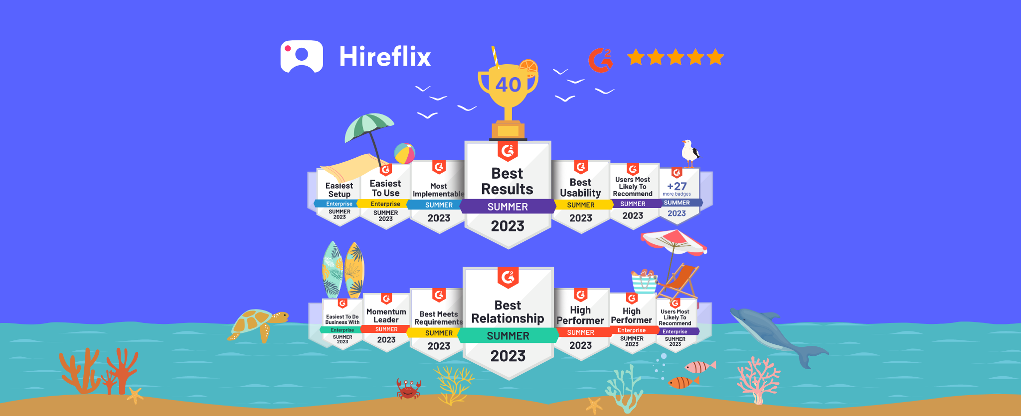 Hireflix Celebrates 40 Awards in G2 Summer 2023 Report